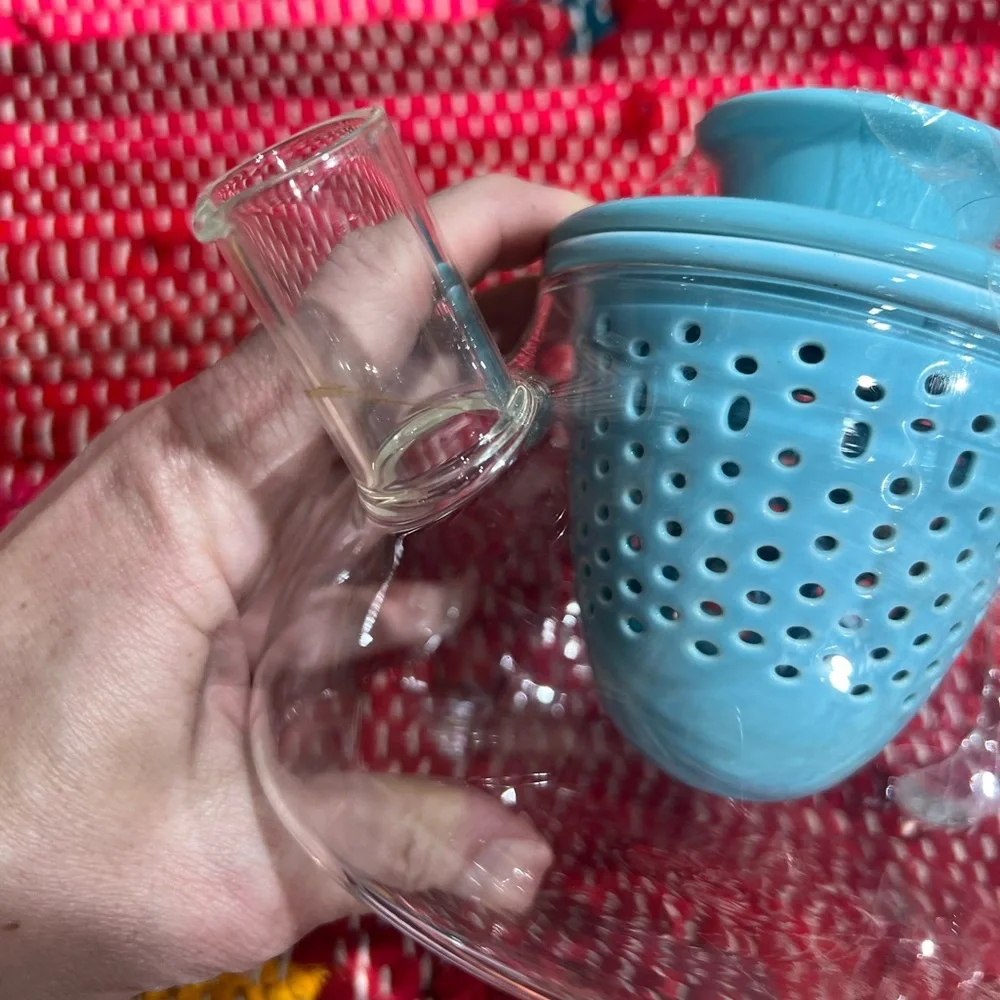 Glass Teapot w/ Blue Porcelain Infuser & Lid — Loose Leaf Tea Pot